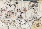 Karl Anton Fleck, Chobots Partygesellschaft, 1974, mixed media on paper; unframed