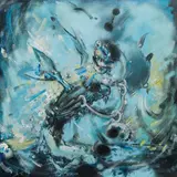 Schlaf by Christian Ludwig Attersee, 1997, acrylic and varnish on canvas; framed, sold Dec 2018