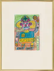 Ruprecht by August Walla, 1999, mixed media on paper; framed, sold Dec 2018