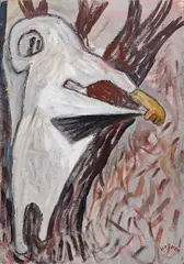 Kurt Hüpfner, Novemberwald, 1995, acrylic on canvas; framed