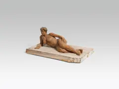 Stephan Balkenhol, Lying Woman, 1991, wooden sculpture, cedar wood with acrylic