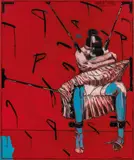 Peter Sengl, Ich denk nicht oft an Piroschka (Siebzehnmonogrammatisch), 2000, oil on canvas; framed