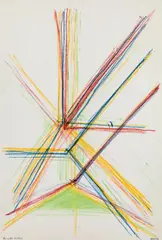 Roland Goeschl, Untitled, 1986, crayon on paper; framed
