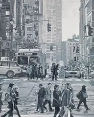 Tom Fleischhauer, East 42nd Street, 2011, oil on canvas; unframed