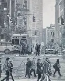 Tom Fleischhauer, East 42nd Street, 2011, oil on canvas; unframed