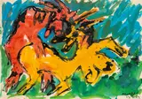 Otto Muehl, Untitled, 1984, mixed media on paper; framed