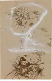 Adolf Frohner, Figuration (Kopf), mixed media, collage, straw and paper on cardboard; framed