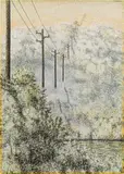 Max Peintner, Power lines, 1976, oil chalk on cardboard