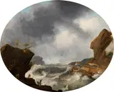 Monogrammist D.W., Stormy sea, oil on panel, parqueted