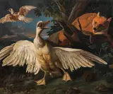 Franz Werner Tamm, Still life with fox and duck, oil on canvas