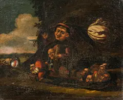 Faustino Bocchi, Dwarfs, oil on canvas