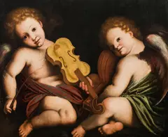 Two angels making music by Gaudenzio Ferrari, oil on canvas, sold Oct 2018