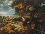 Hans Savery the Younger, Latona and the Lycian peasants, oil on panel