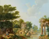Hendrik Frans Lint, Landscape with ancient ruins, oil on canvas