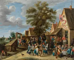 Abraham Teniers, A village kermesse with peasants dancing, c. 1646, oil on copper, parqueted