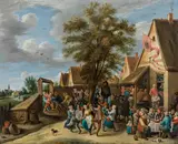 Abraham Teniers, A village kermesse with peasants dancing, c. 1646, oil on copper, parqueted