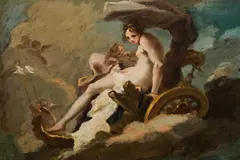 Carlo Carlone, Venus and Cupid in a dove-drawn carriage, oil on copper