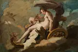 Carlo Carlone, Venus and Cupid in a dove-drawn carriage, oil on copper