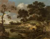 Jan Wijnants, Country road in a woody river landscape, oil on panel