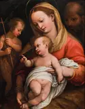 The Holy Family with the infant St. John the Baptist by called Siciolante da Sermoneta Girolamo Siciolante, oil on panel, sold Oct 2018