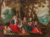 Louis de Caullery, The Virgin and child in a woody landscape, oil on panel