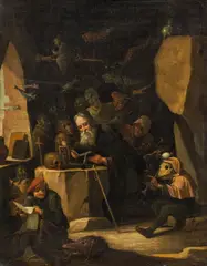 The temptation of Saint Anthony by David Teniers the Younger, oil on canvas, sold Oct 2018