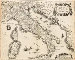 Matthäus Merian the Elder, (Topographia Italiae. Das ist warhaffte und curiöse Beschreibung von gantz Italien. Darinnen nach historischer Warheit, die berühmtesten Städte, Vestungen, Marckflecken und andere Oerter, sampt ihren Antiquitäten ... Deme beygefügt, eine kurtze und aussführliche Beschreibung derer im Königreich Morea befindenden vornehmsten Städte und Plätze …, Frankfurt, Matthäus Merian, 1688)