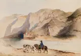 Carl Schindler, Towpath horses at the Danube near Dürnstein, 1840, watercolour on paper
