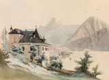 Thomas Ender, Grub castle at Lake Hallstatt, watercolour on paper