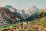 Thomas Ender, View of Trafoi with the mountains Ortler and Madatsch, watercolour on paper