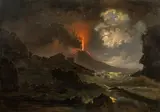 Josef Rebell, Mount Vesuvius erupting by night, oil on canvas