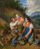 Matthias Ranftl, Happy family, oil on panel