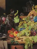 Franz Eybl, Still life with flowers and fruits, 1855, oil on panel