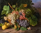 Franz Eybl, Still life with grapes and quinces, oil on canvas
