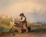 Johann Baptist Wengler, Children in a corn field, 1848, oil on panel