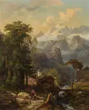 Anton Hansch, View of Taufers in South Tyrol, oil on canvas