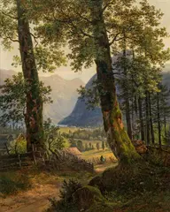 Franz Steinfeld, Mountain landscape in Salzkammergut, oil on paper on canvas