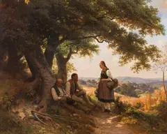 Carl Schlesinger, Resting reapers, 1863, oil on canvas