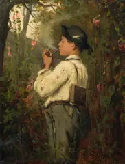 Adolf Echtler, Boy with pipe, 1872, oil on canvas