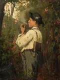 Adolf Echtler, Boy with pipe, 1872, oil on canvas
