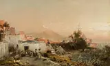 Franz Richard Unterberger, The bay of Naples with Vesuvius in the background
