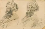 Rudolf Swoboda, Kashmir" - Two head studies of an Indian, pencil on paper, damaged