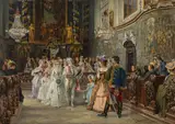 Johann Hamza, Wedding procession in the Garsten Abbey, oil on panel