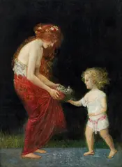 The bird's nest by Eduard Veith, oil on canvas, sold Oct 2018