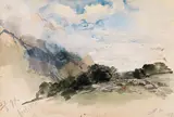 Marie Egner, Ferleiten, verso: Mill in the landscape