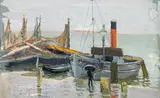Marie Egner, Fishing boats in Venice, 1906, gouache on paper