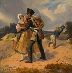 Ludwig Elsholtz, A soldier and a country girl, 1837, oil on panel
