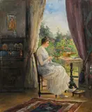 Emil Barbarini, A young woman sewing