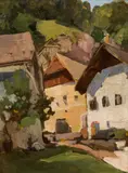Alfred Poell, Pathway in Johnsbach, oil on cardboard