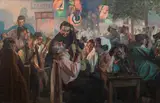Jehudo Epstein, Una festa a Burano, 1905, oil on canvas, original frame